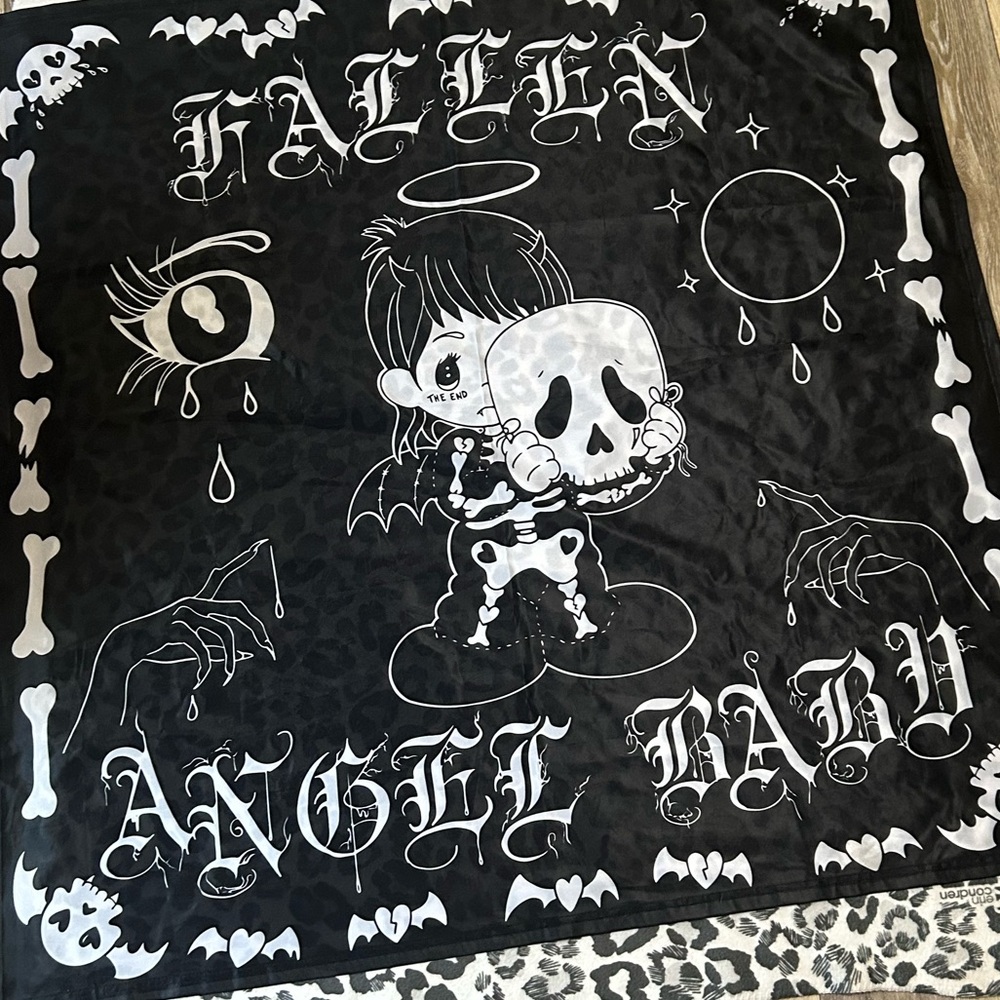 Black and White Fallen Angel Baby Tapestry AbvHvn